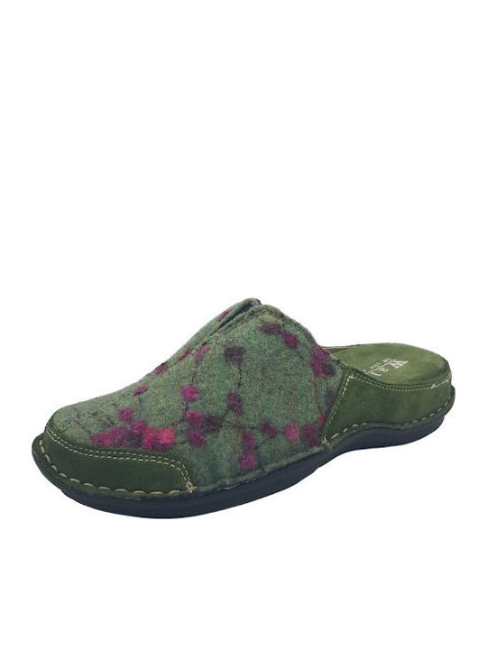 Anatomical Leather Women's Slippers Green