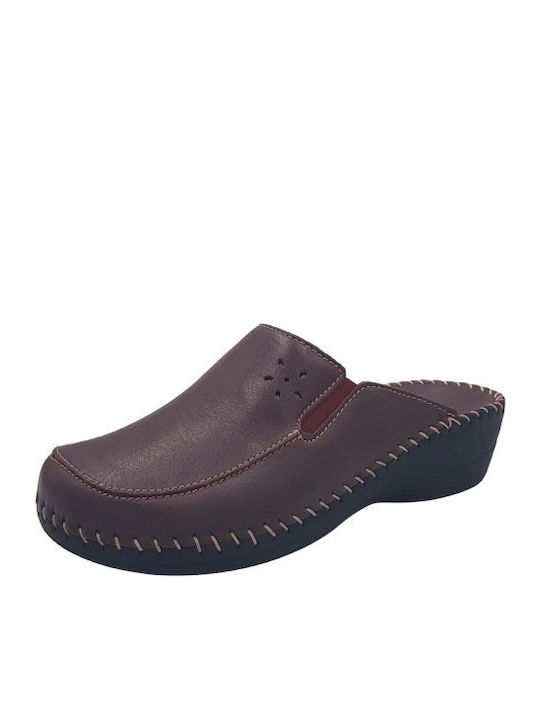 Anatomical Leather Women's Slippers Burgundy