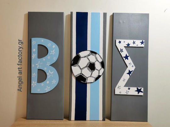 Wooden Triptych Panel "Ball Initials"