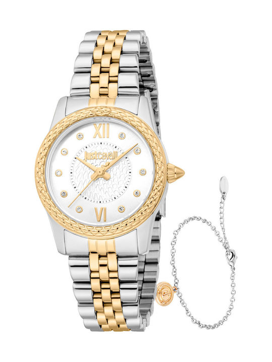 Just Cavalli Damen Uhr mit Gold Metallarmband