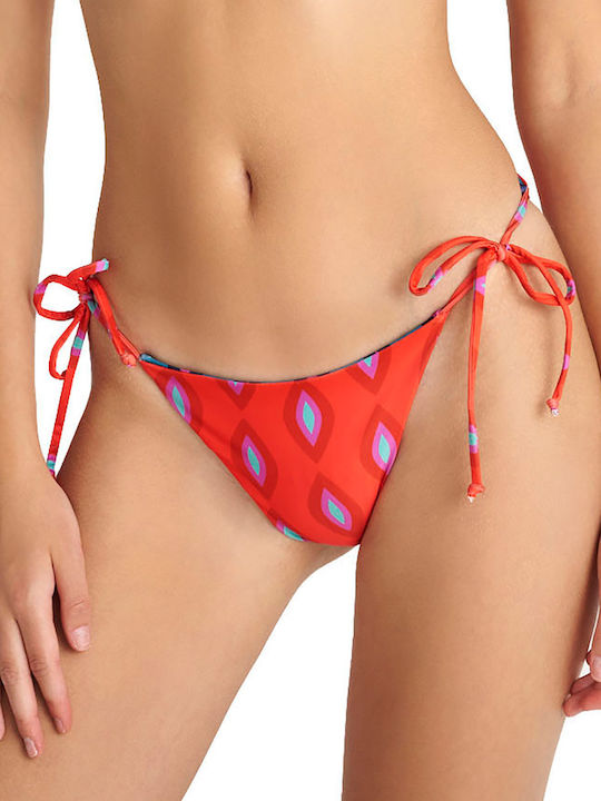 Bikini Slip με Κορδονάκια Κόκκινο