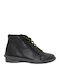 Leder Stiefeletten Damen Schwarz