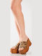 Breite Riemen Leopard Plattformen