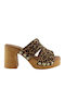 Leather Mules With High Heel In Brown Colour