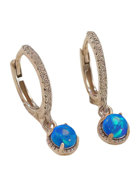 Charmy Charmy Silver Gold Plated Hoops Earrings with Green Stones