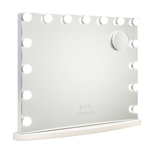 Flamingueo Makeup Mirror Wall with Light 15x15cm White