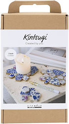 Creative Craft Kit Kintsugi Coaster Blue Gold Light Red White 1 Pack