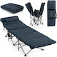 Costway Foldable Metallic Beach Sunbed Blue 65cm