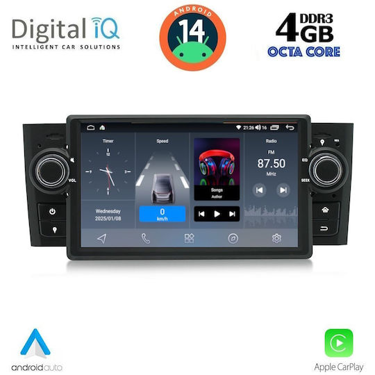 Digital IQ Ηχοσύστημα Αυτοκινήτου για Fiat Grande Punto 2005-2012 (Bluetooth/USB/WiFi/GPS/Apple-Carplay/Android-Auto) με Οθόνη Αφής 7"