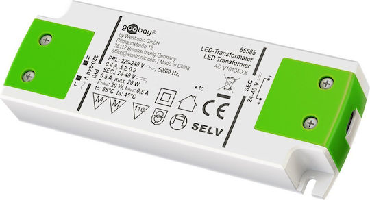 Goobay Регулируемо Затъмняващо Се LED Захранване IP20 Мощност 20W с Изходно Напрежение 40V