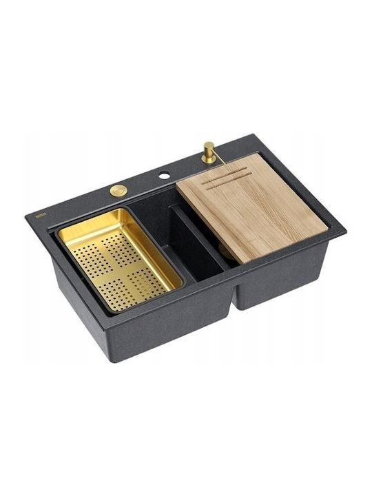 GraniteQ Drop-In Sink Synthetic Granite W76xD50...