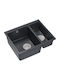 GraniteQ Logan Drop-In Küchenspüle aus Flüssigem Granit M56xB46cm Schwarze