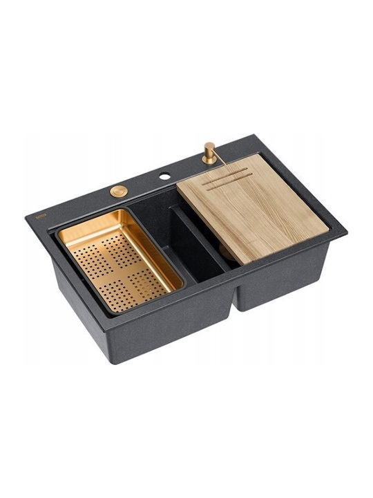 GraniteQ Drop-In Sink Synthetic Granite W76xD50...