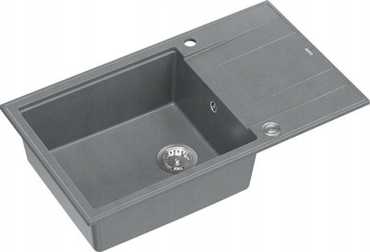 GraniteQ Drop-In Sink Inox Brushed W86xD50cm Silver