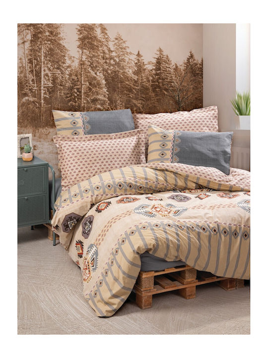 Cotton Box Bettbezug-Set Baumwolle Doppelbett mit 2 Kissenbezügen & 1 Bettlaken 200x220 Grey