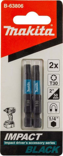 Битове за отвертка Makita T30-50mm 2бр. Ударни Черни