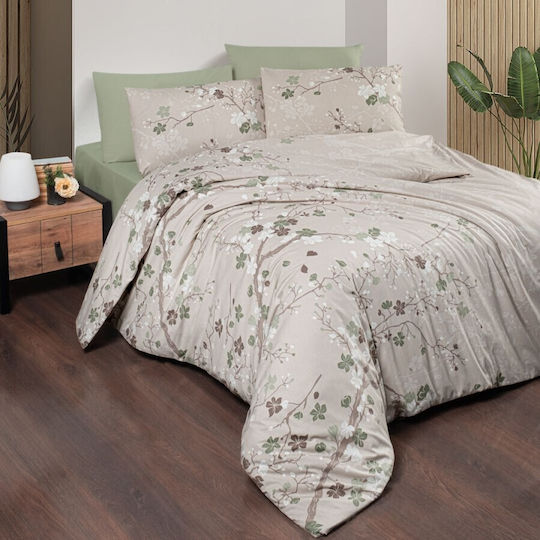 First Choice Set Huse Pentru Pilote 100% Bumbac Dublu Cu 4 Fețe De Pernă Și 1 Cearceaf 200x220cm Verde