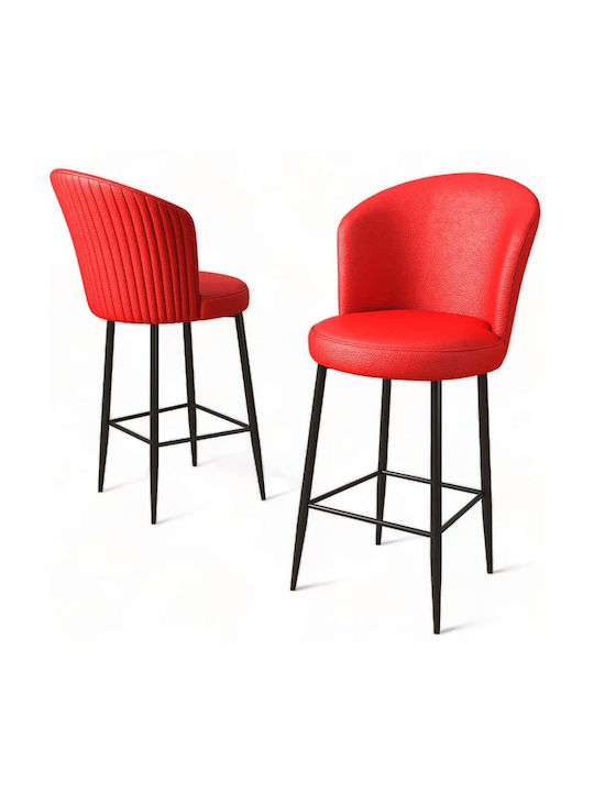 Σκαμπό Μπαρ Μεταλλικό Uras Red-black 4τμχ 46x40x107εκ.