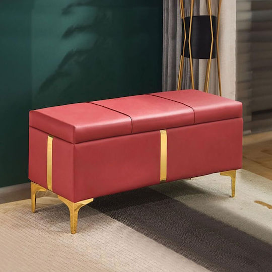 Bench Stool With Storage Space Red 80x40x45cm Bench Stool With Storage Space Red 80x40x45cm