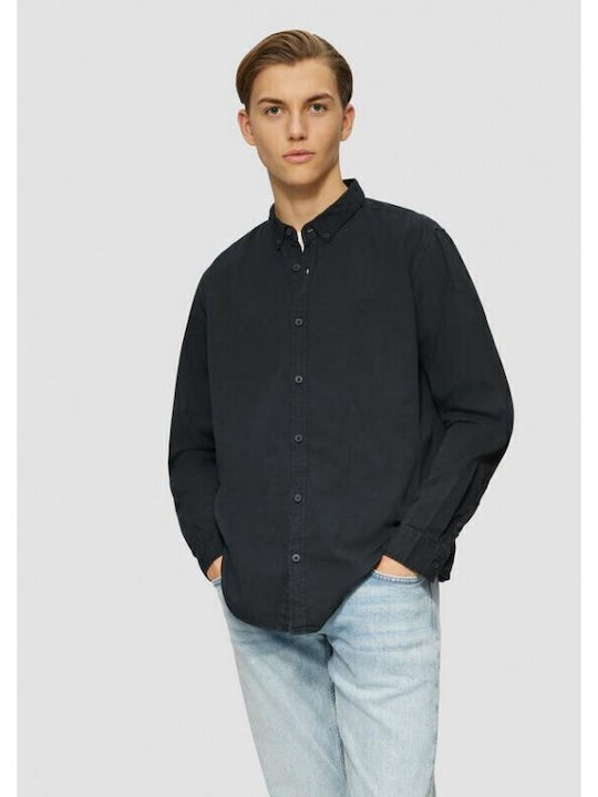 s.Oliver Long-sleeved Cotton Shirt Navy