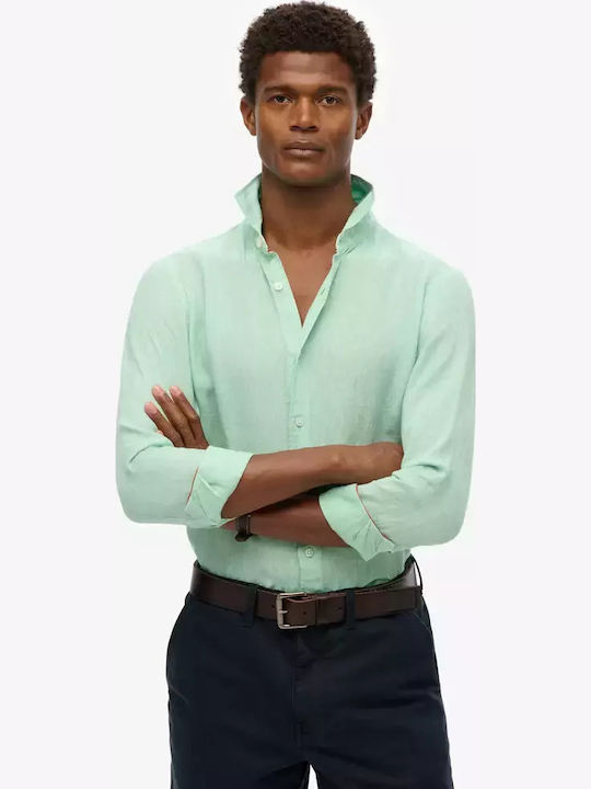 Superdry Μακρυμάνικo Λινό Πουκάμισο Βεραμάν
