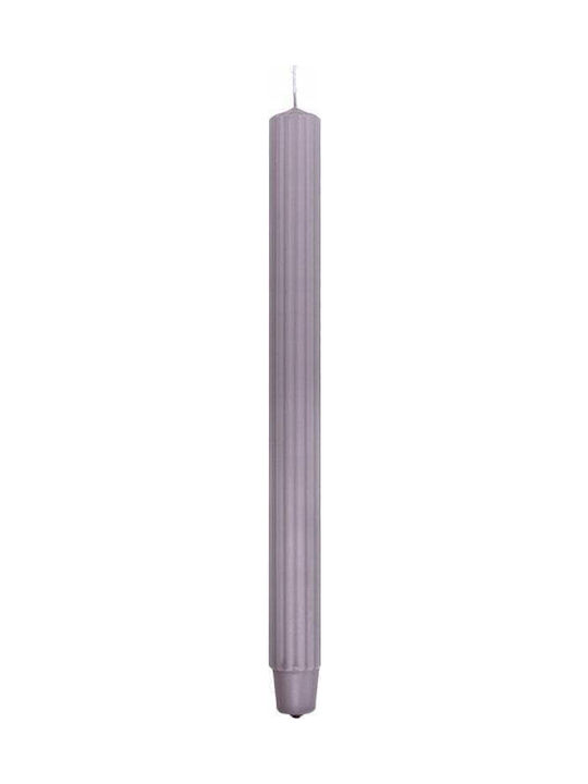 Lumânare lungă cu dungi pentru masă Donau Home 25x300 mm 4 bucăți gri-cenușiu