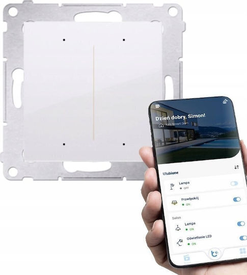 Kontakt-Simon Simon 54 Go Recessed Wall Switch Wi-Fi Lighting One-Way without Frame White