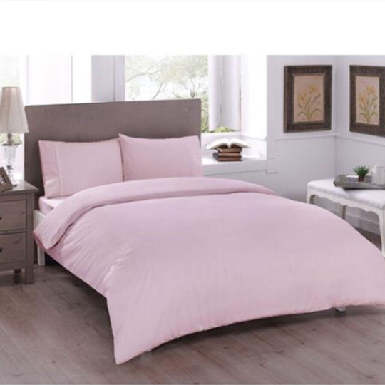 Tac Set Huse Pentru Pilote 100% Bumbac 200x220cm Dublu Cu 2 Fețe De Pernă & 1 Cearșaf Basic Roz