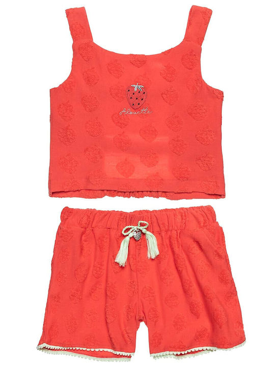 Kinder-Set mit Shorts Sommer 2Stück Orange Stickerei