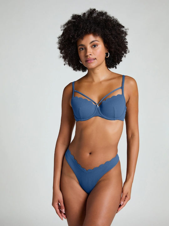 Bikini Slip Talie Înaltă Albastru