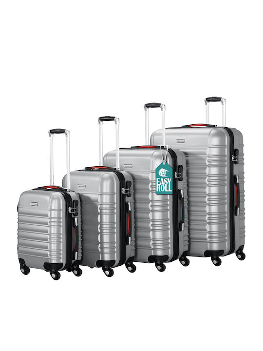 Provitera Travel Suitcases Hard Silver with 4 Wheels