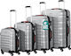 Provitera Travel Suitcases Hard Silver with 4 Wheels