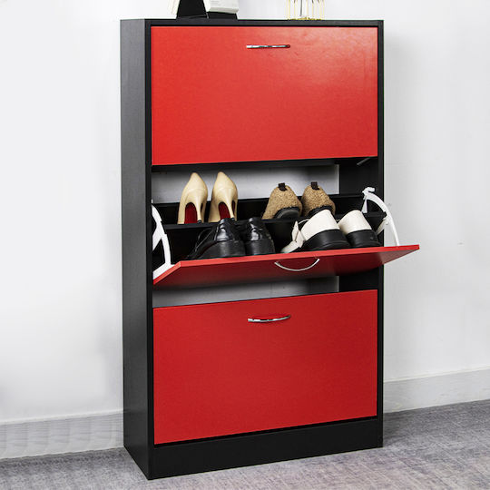 Wooden Shoe Organizer Red 63x24x115cm