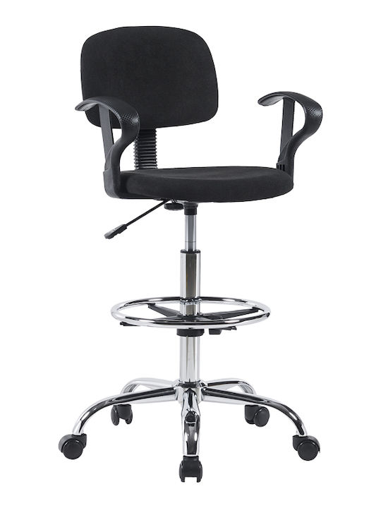 Office Desk Stool with Backrest Icina 1 Black 58x54x102cm