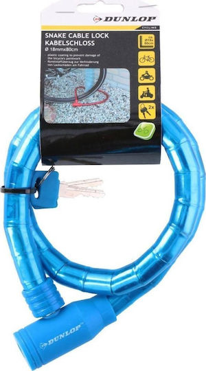 Dunlop Spiral Κλειδαριά Ποδηλάτου Κλειδί 1,8x80cm Μπλε 10022634 5902431042640