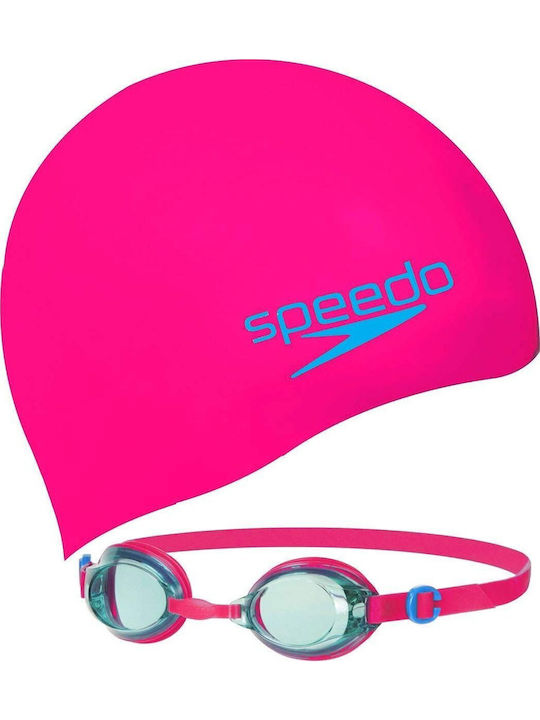 Очила за плуване Speedo Jet V2 за деца розови + шапка