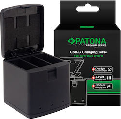 Φορτιστής Τριπλός Charging Box Gopro Hero 9 10 Usb-c Cable Patona