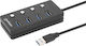 Manhattan USB Хъб 4 Порта USB 3.0 с Връзка USB-A