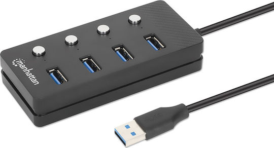 Manhattan USB Хъб 4 Порта USB 3.0 с Връзка USB-A