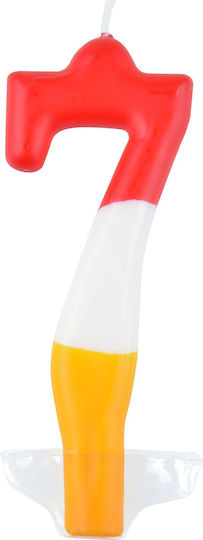 Arpex Party Time Candle Number 7 Red-White-Yellow Arpe1414