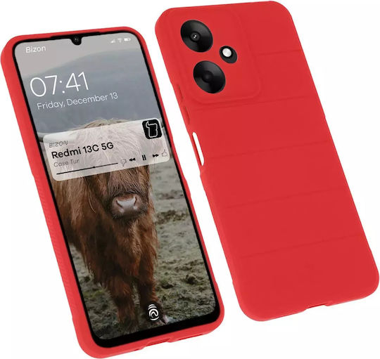 Bizon Tur Back Cover Σιλικόνης / Tempered Glass 2mm Κόκκινο (Redmi 13C 5G)