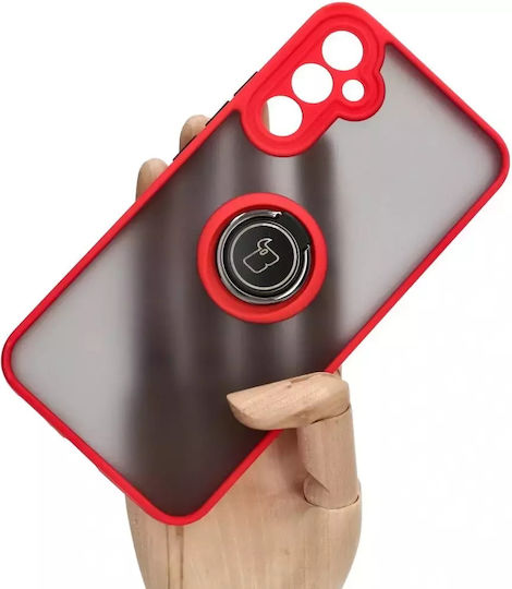 Bizon Hybrid Ring Back Cover Σιλικόνης / Tempered Glass Κόκκινο (Galaxy A34)