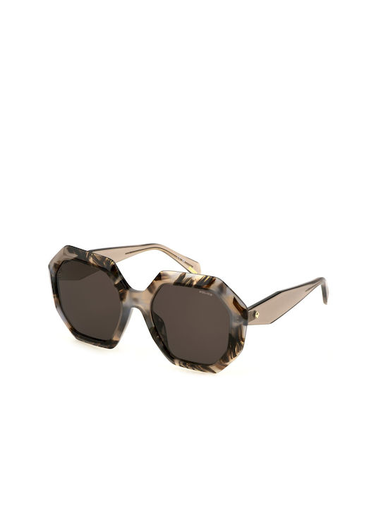Police Women's Sunglasses with Brown Tartaruga Plastic Frame and Brown Lens SPLM10 0AM5
