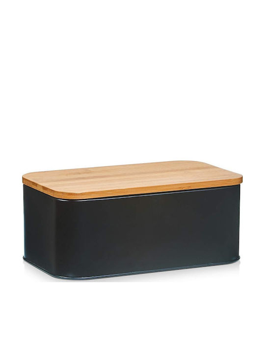 Zeller Ψωμιέρα με Καπάκι Inox Γκρι 31x18x12.5cm