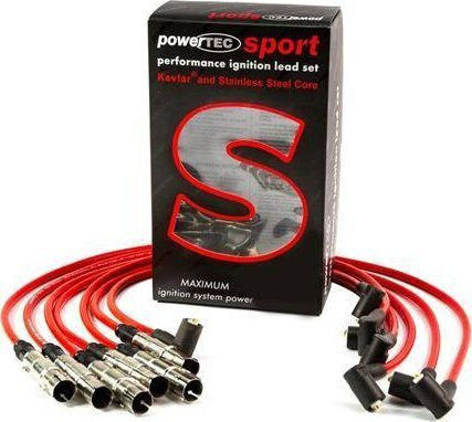 Powertec Ignition Cables for Audi 50 Vw Caddy Golf Jetta Scirocco I Red