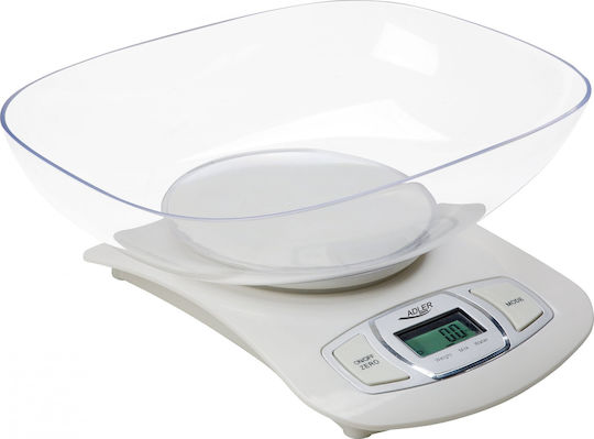 Adler Ψηφιακή Ζυγαριά Κουζίνας με Κάδο έως 5kg Λευκή