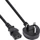 Inline Power Cable UK England Plug to 3-Pin IEC C13 Black 5m