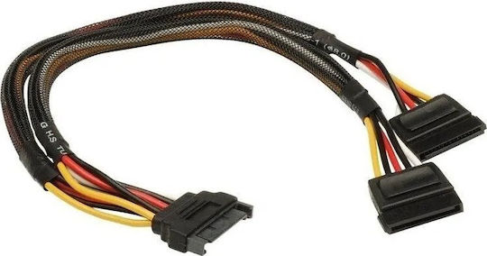 Akasa SATA 15-пинов към SATA 15-пинов X2 0.3m Черен Ak-cbpw05-kt02