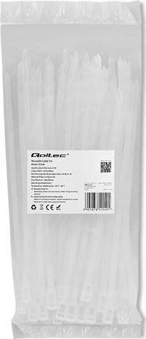 Qoltec Kabelbinder Plastisch 200mmx4.8mm in Weiß Farbe (100Stück)