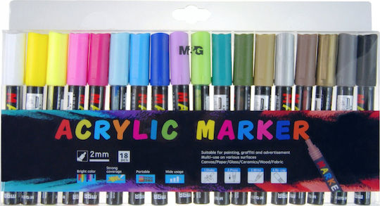 Acrylmarker 1-2mm Set mit 18 Stück M&G